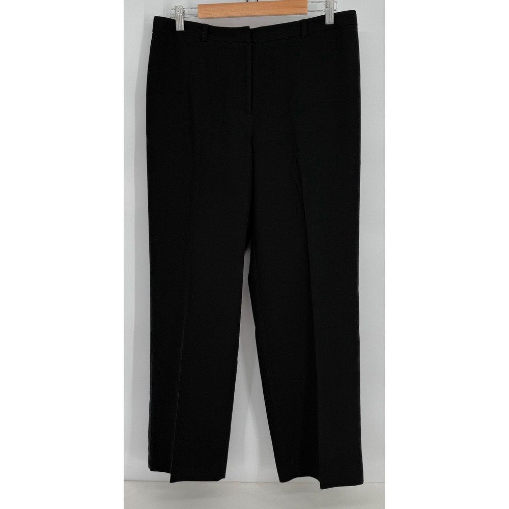 Style & Co Black Straight Leg Dress Pants Womens Flat‎ Front Workwear Sz 14P